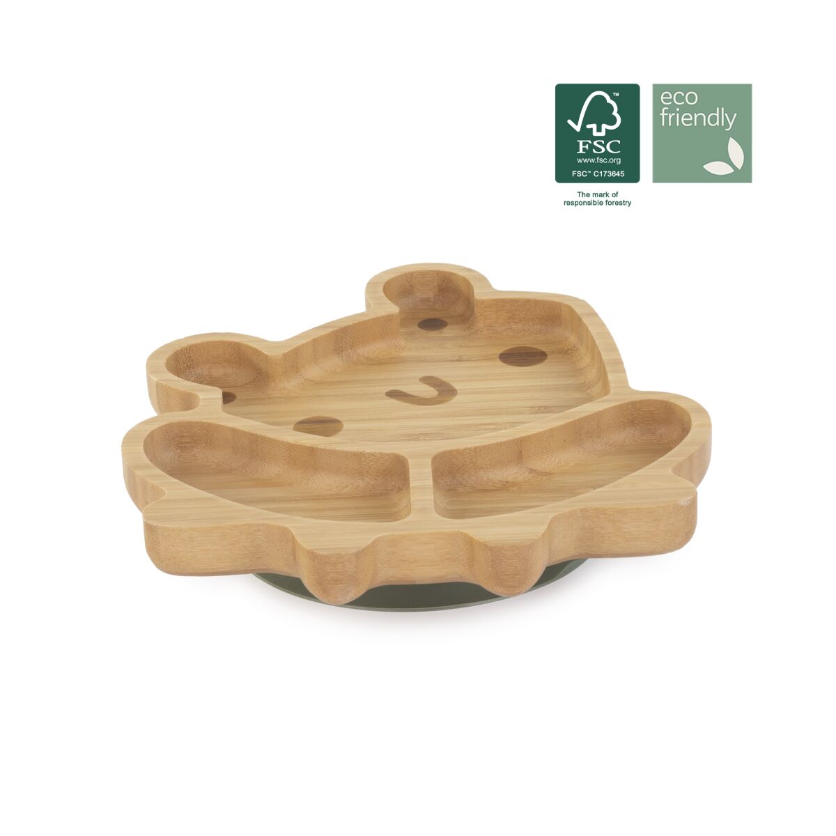 Assiette Grenouille BLW plate en Bois avec ventouse 89472