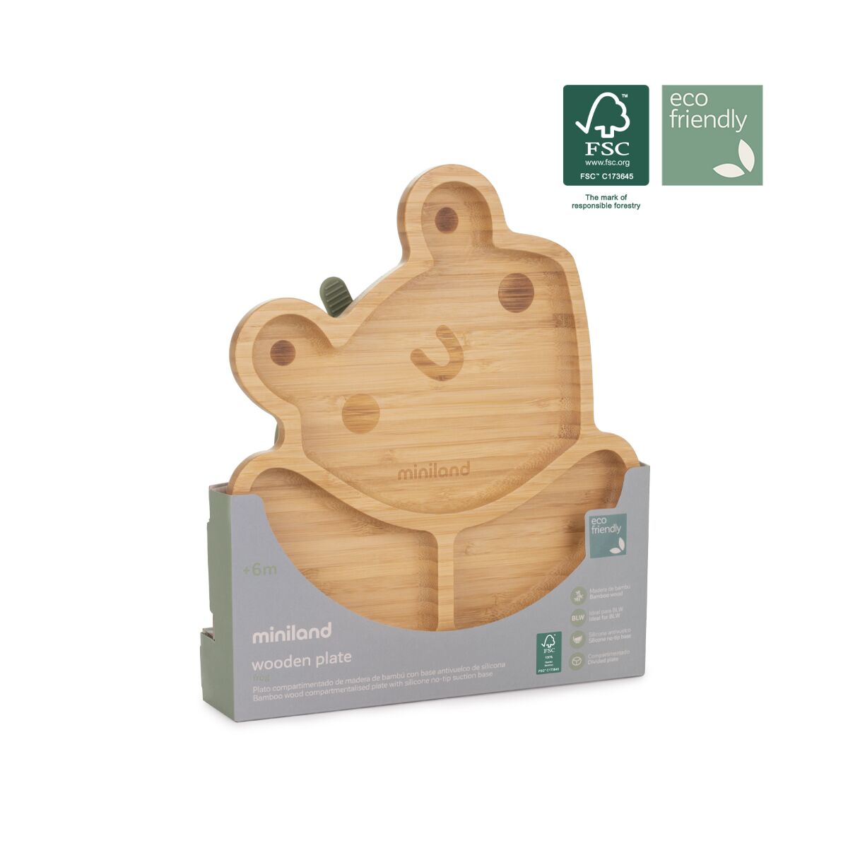 Assiette Grenouille BLW plate en Bois avec ventouse 89472