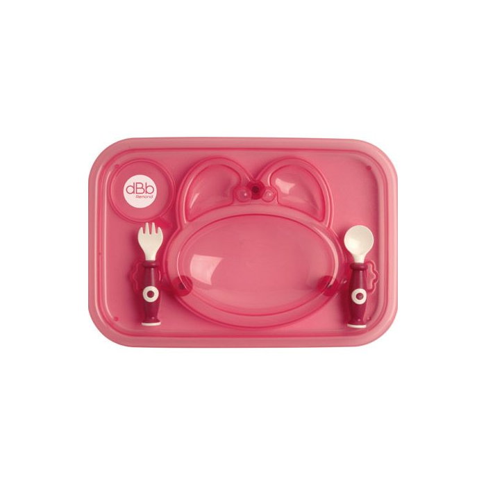 Plateau repas plus couverts rose