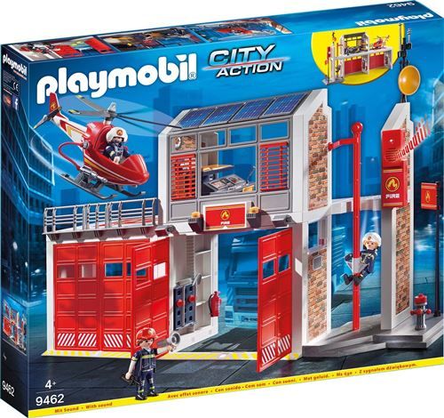 Caserne de pompiers avec hélicoptère