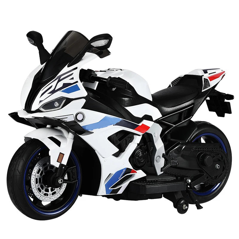 Moto Électrique Sport S1000rr Enfant 12V à 2 Moteurs avec Roulettes Stabilisatrices – 2 à 13 Ans