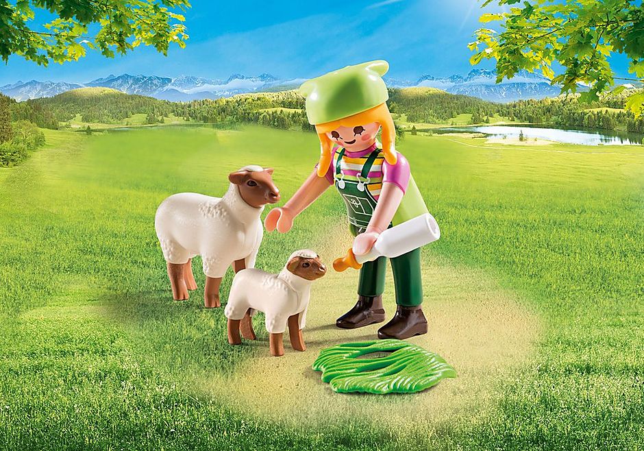Fermière avec moutons