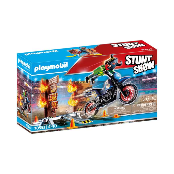 Playmobil Stuntshow Pilote moto et mur de feu