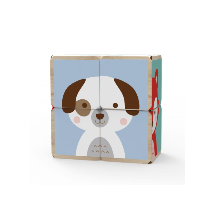 Manchot Puzzle de blocs d'animaux en bois 6 faces