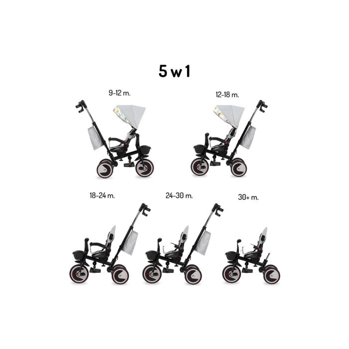 MoMi Tricycle Invidia 360 ° Gris Rose